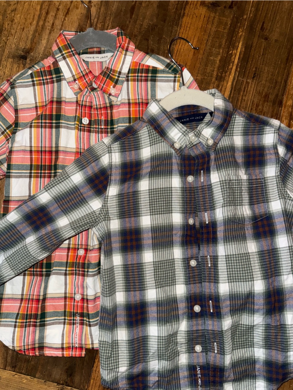 Pair of 2 Janie and Jack Plaid Button-Down Shirts size 5T